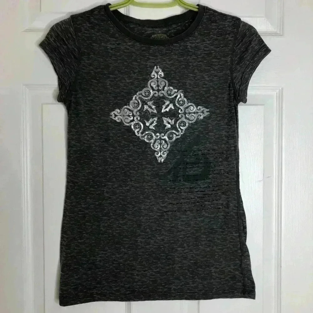 Eco Yoga Grey & Silver Soft Thin  T-Shirt Sz Small